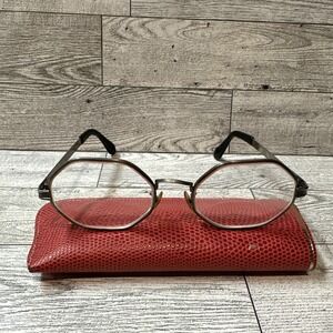 KEVIN Unisex Eyeglass Trifocal Octagon Lenses Black Ear Pieces w/ Case Vintage